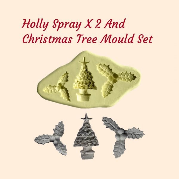 Holly Spray x 2 and Christmas Tree Mould Set