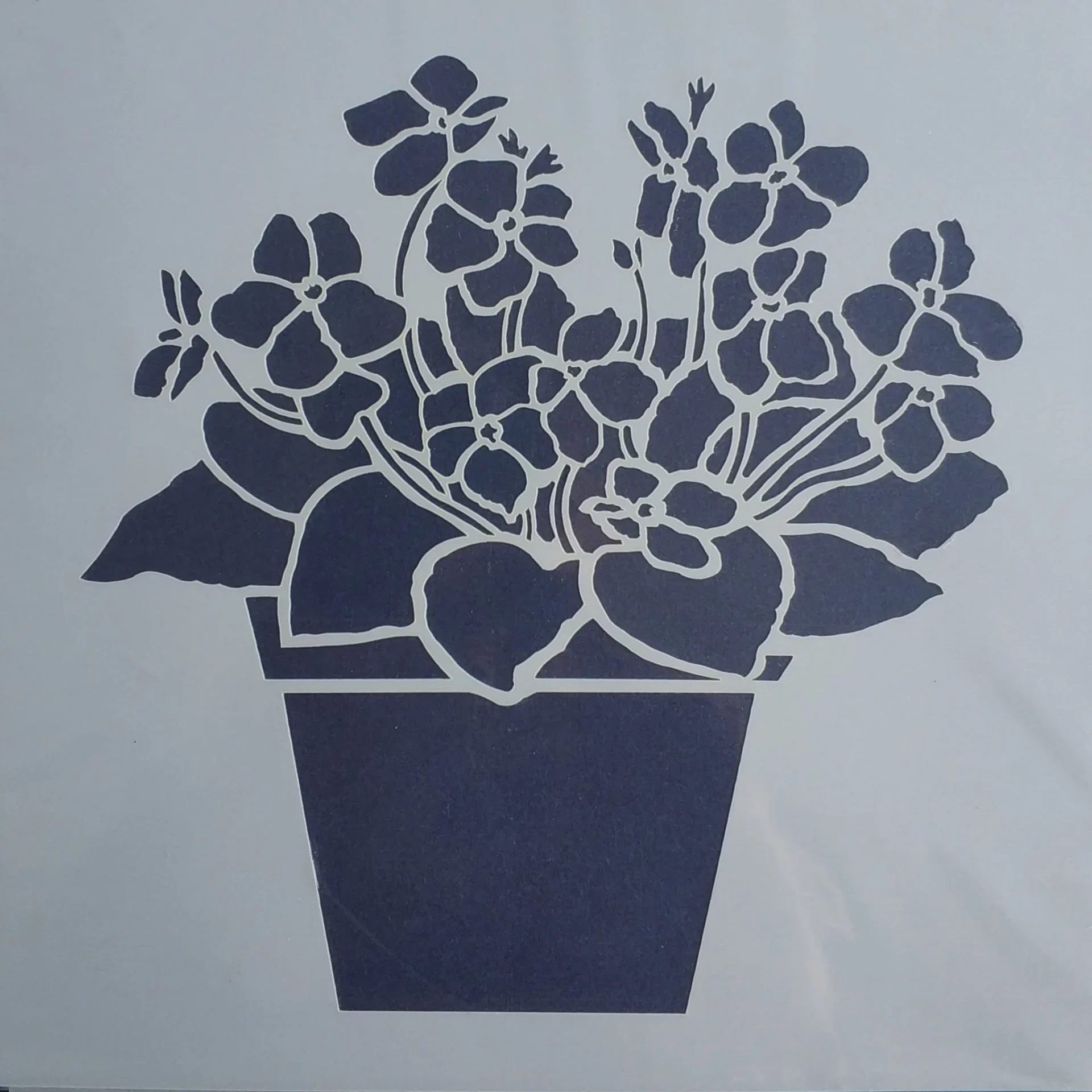Busy Lizzie Potted Plant Stencil