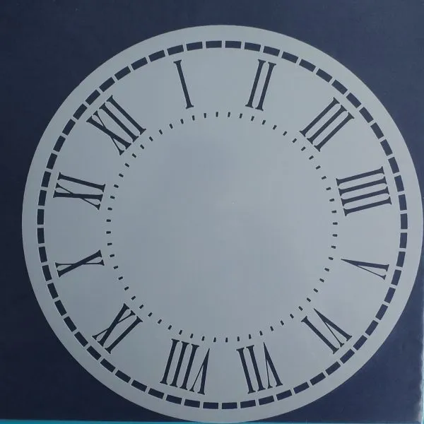 Round Clock Face Roman Numerals Stencil 8"