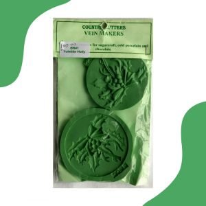 Yuletide Holly Spray with Bow Silicone Mould Round