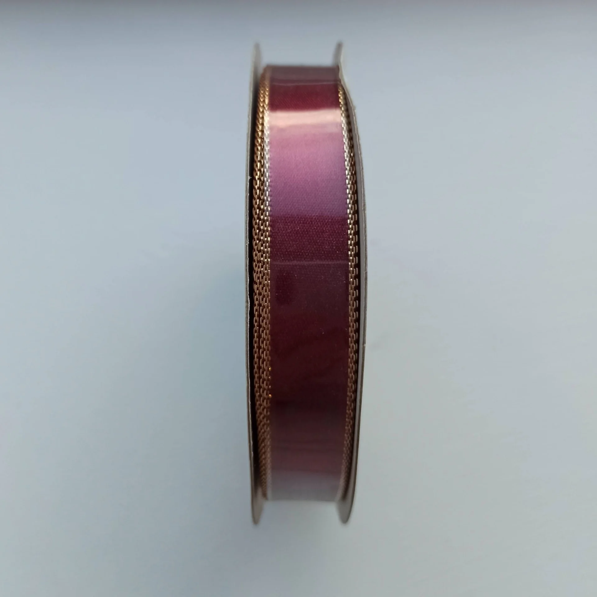 Gold Edge Burgundy Satin Ribbon