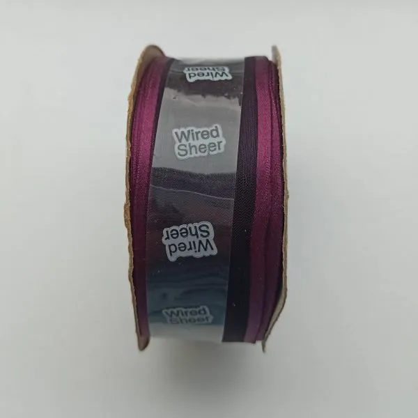 Raisin Wired Sheer Ribbon