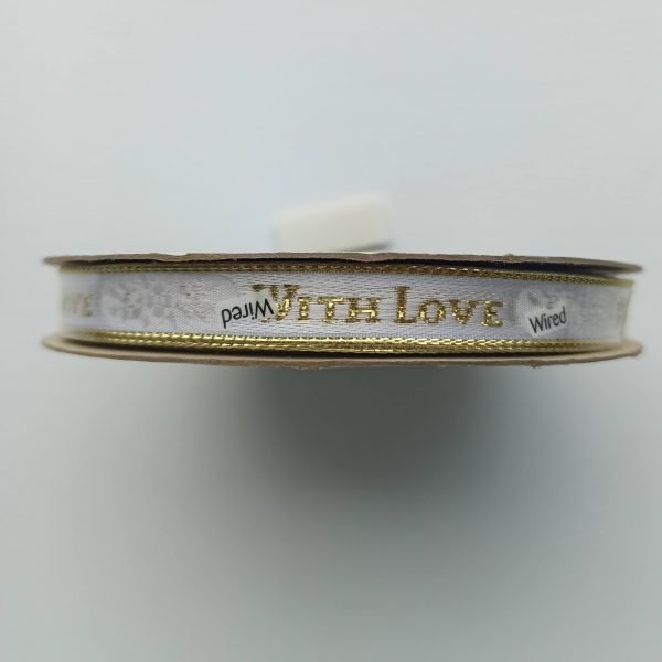 White / Gold With Love Ribbon